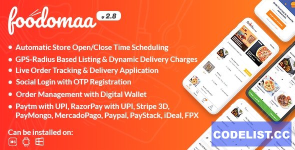 Foodomaa v2.8 - Multi-restaurant Food Ordering, Restaurant Management and Delivery Application