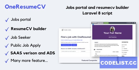 OneResumeCV v1.0.4 - Jobs board and resume builder 
