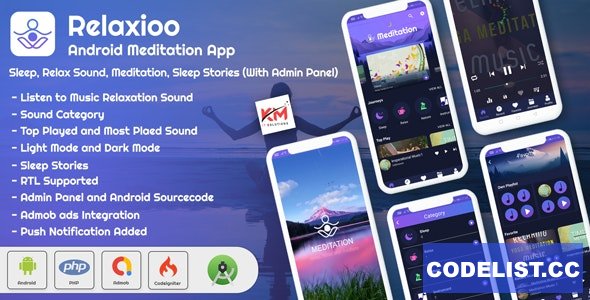 Relaxioo v1.3 - Android App Relaxation & Meditation Music Application with Admin Panel 