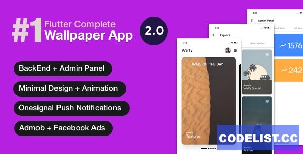 Flutter Wallpaper App v2.6.0 - Backend+ Admin Panel (Full App)