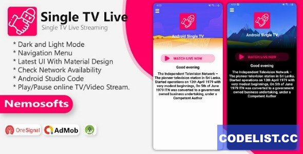 Android TV Channel - Single TV Live Streaming App  1 February 2021