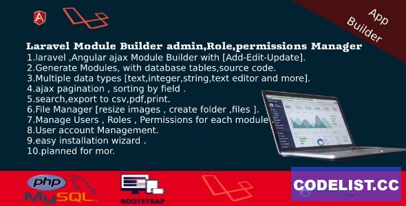 Dashboard Builder v3.5 - CRUD, Users, Roles, Permission, Files Manager, Invoices