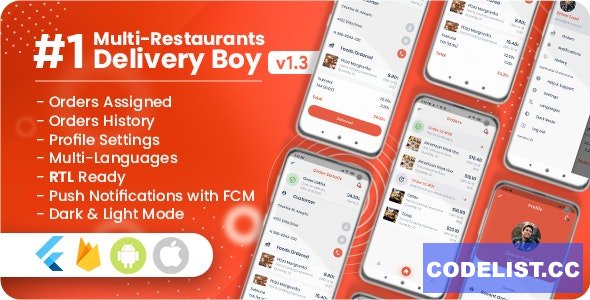 Delivery Boy For Multi-Restaurants Flutter App v1.3.0