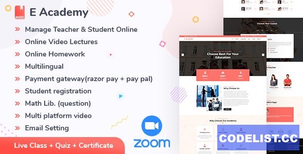 E- Academy v1.1 - Online Learning Management System & live streaming classes (web)