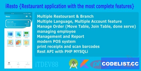iResto v1.0.0 - Restaurant application with the most complete features, with rest API and multi access