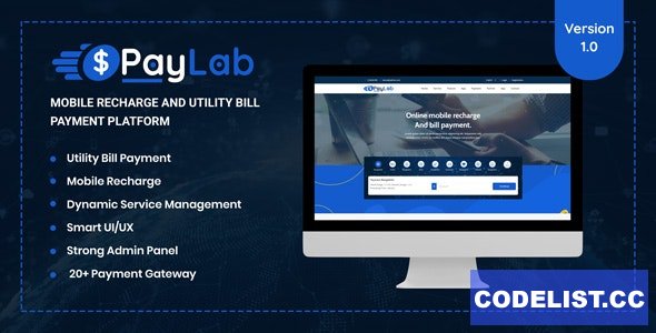 PayLab v1.0 - Mobile Recharge And Utility Bill Payment Platform - nulled