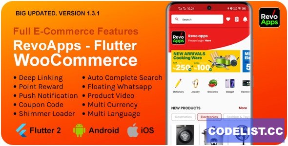 Revo Apps Woocommerce v1.3.1 - Flutter E-Commerce Full App Android iOS