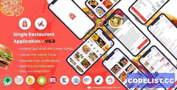 Single Restaurant v6.0 - Android User & Delivery Boy Apps With Laravel Admin Panel 