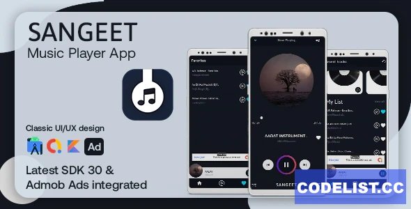Sangeet Music Player v1.0 - Android App - with Admob Ads