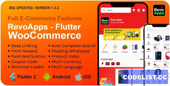 Revo Apps Woocommerce v1.3.2 - Flutter E-Commerce Full App Android iOS 