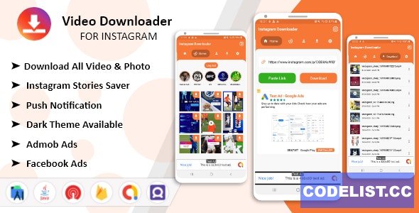 Instagram Downloader v1.0 - Videos, Photos, Stories, Reels, ITGV - All In One Instagram Downloader App 