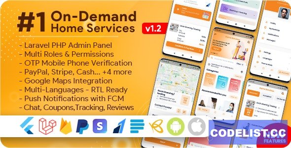 On-Demand Home Services, Business Listing, Handyman Booking with Admin Panel v1.2.1