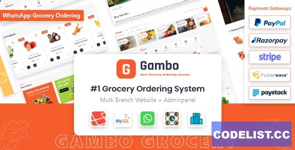 Gambo v6.0 - Online Grocery Ordering System + Whatsapp Order - nulled