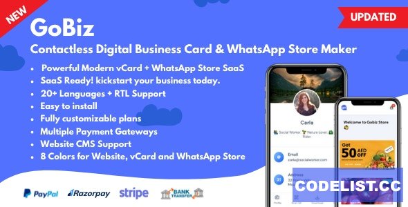 GoBiz v4.0.3 - Digital Business Card + WhatsApp Store Maker | SaaS | vCard Builder - nulled