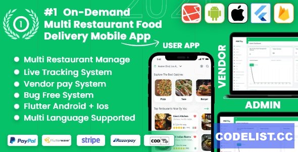 food delivery - Multiple Restaurants food Delivery Flutter App Mealup v5.0 - nulled