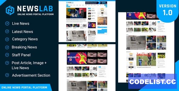 NewsLab v1.0 - Online Newspaper And Magazine Platform - nulled