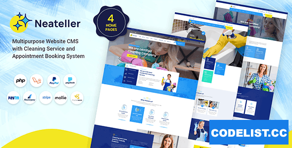 Neateller v1.3 - Multipurpose Website CMS with Cleaning Service and Appointment Booking System - nulled