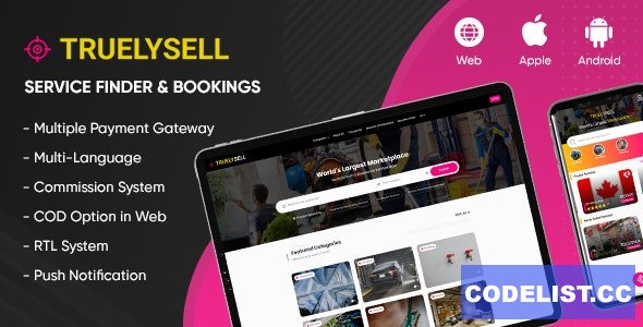 TruelySell v2.0.8 - On-demand Service Marketplace, Nearby Service Finder and Bookings (Web + Android + iOS)