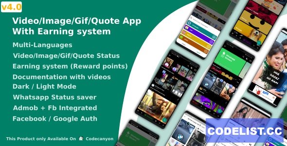 Video/Image/Gif/Quote App With Earning system (Reward points) v4.1