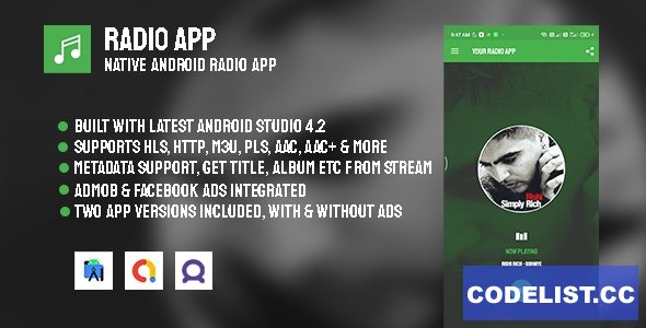 Radio App v3.0 - Native Android Radio App with AdMob & Facebook Ads