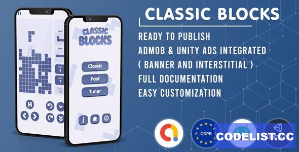 Classic Blocks Tetris v1.0 - Admob + GDPR + Unity Ads 