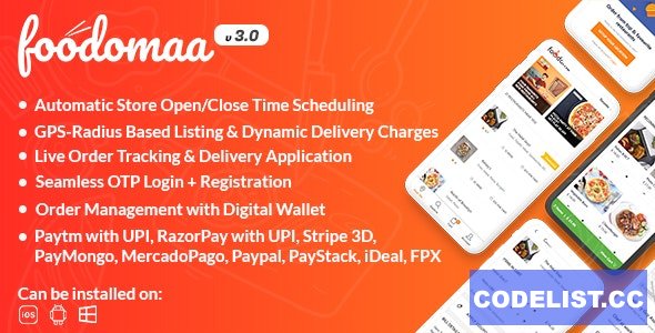 Foodomaa v3.0 - Multi-restaurant Food Ordering, Restaurant Management and Delivery Application + Modules