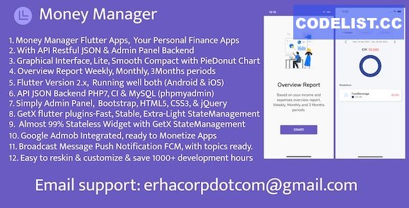 Money Manager Flutter Apps, with API & Admin Panel v1.0