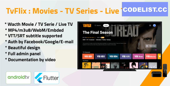 TvFlix v2.0 - Movies - TV Series - Live TV Channels for Android TV