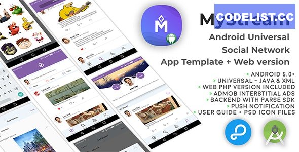 MyStream - Android Universal Social Network App Template + Web PHP version 31 December 2021