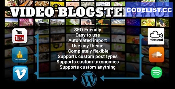 Video Blogster Pro v4.8 - import YouTube videos to WordPress. Also DailyMotion, Spotify, Vimeo, more