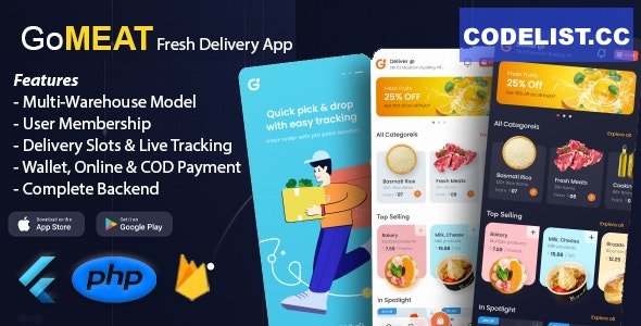 GoMeat v1.0.2 - Chicken, Meat, Fish Delivery Flutter App with Admin Panel