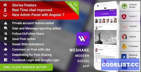 WeShare v4.1 - Social Media Sharing Android App with Angular Admin