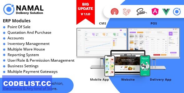 Namal v1.1.6 – 5 in 1 Ionic Delivery Solution with POS for Single & Multiple Location Business Brand