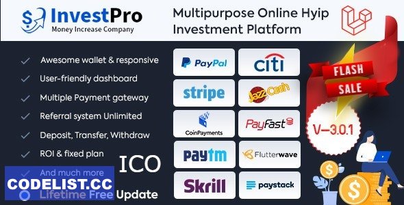 InvestPro v3.0.1 – HYIP & ICO Online Investment Wallet & Banking Platform
