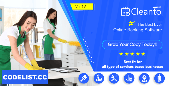 Cleanto v7.8 - Online bookings management system for maid services and cleaning companies