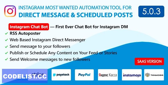 DM Pilot v5.0.3 - Instagram Chat Bot, Web Direct Messenger & Scheduled Posts - nulled