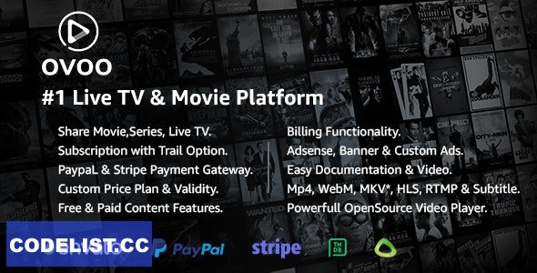 OVOO v3.3.2 - Live TV & Movie Portal CMS with Membership System - nulled