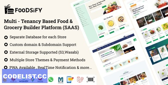 FOODSIFY v1.6 - Multitenancy Based Food Grocery & E-commerce Builder Platform (SAAS)