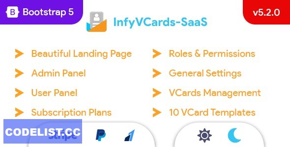 InfyVCards-SaaS v5.1.0 - Multi User Digital Business Card Builder SaaS - VCards 