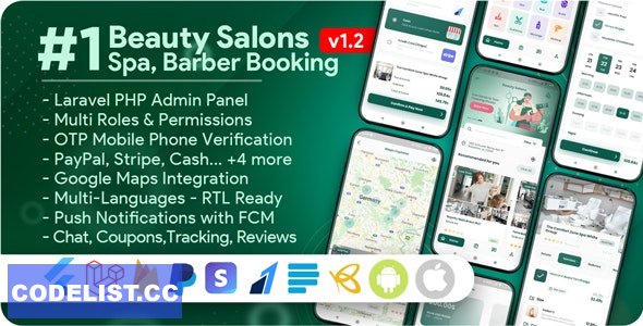 Beauty Salons, Spa, Massage, Barber Booking, Business Listing Multi-Vendor App with Admin Panel v1.2.1