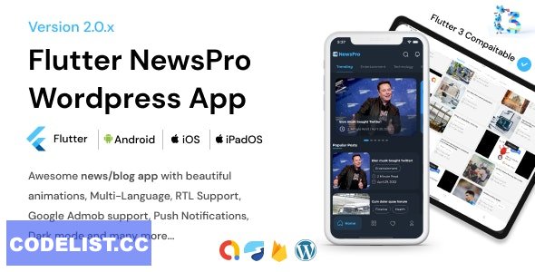 NewsPro v2.0.0 - Flutter News App For Wordpress