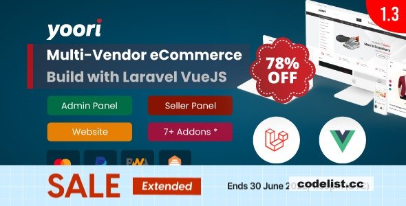 YOORI v1.3 - Laravel Vue Multi-Vendor PWA eCommerce CMS