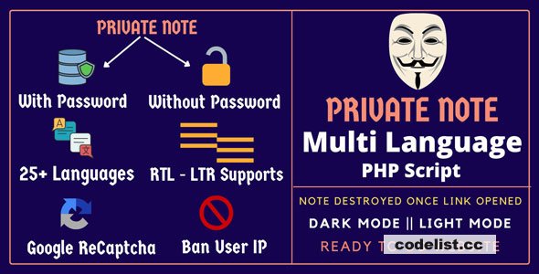 Privy v1.0 - Private Note Multi Language PHP Script