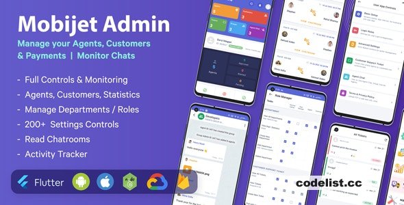 Mobijet ADMIN v1.0 - Manage & Monitor Agents, Customer & Payments | Android & iOS Flutter app