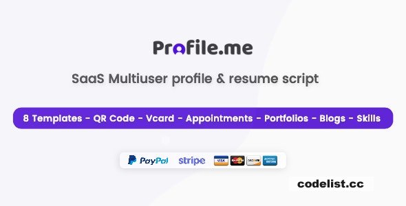 Profile.me v2.2 - Saas Multiuser Profile Resume & Vcard Script
