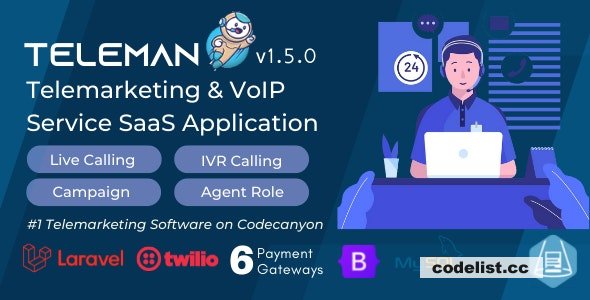 Teleman v1.5.0 - Telemarketing & VoIP Service SaaS Application 