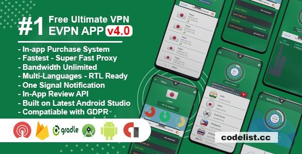 eVPN v4.2 - Free Ultimate VPN | Android VPN, Billing, Phone Booster, Admob / Push Notification