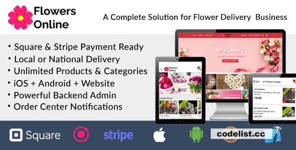 Flowers Florists Floristry Online Bouquet Ordering System iOs + Android + Onwer App + Web + Admin v6.1