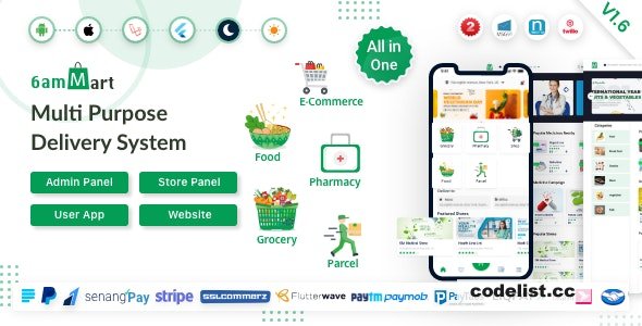 6amMart v1.6.1 - Multivendor Food, Grocery, eCommerce, Parcel, Pharmacy delivery app with Admin & Website - nulled