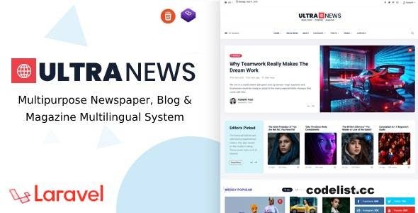 UltraNews v2.2.0 - Laravel Newspaper, Blog and Magazine Multilingual System - nulled